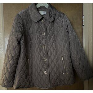 Michael Kors Womens Quilted lightweight Jacket Beige Tan barn coat XL